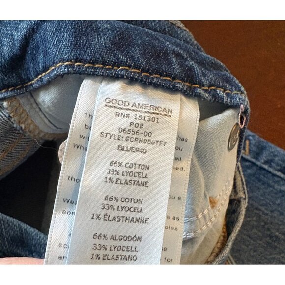 Good American Good Classic Raw Hem Jeans Size 6 or Size 28 Medium Wash - Picture 11 of 14